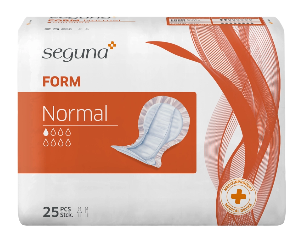 Seguna Form normal – anatomische Inkontinenzeinlagen für mittlere Blasenschwäche, 30 Stück