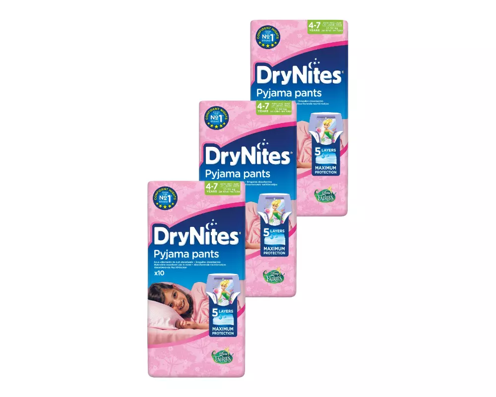 DryNites Pyjama Pants Girl 4-7 Jahre 3 x 10 Stück